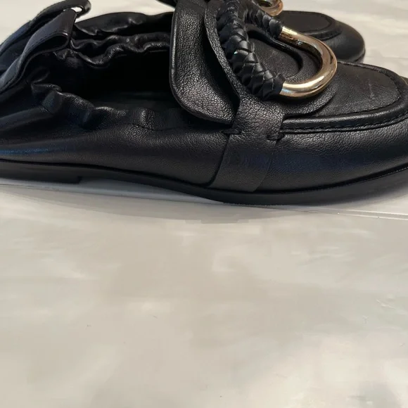 See By Chloe Black Flats with Gold Ring Detail - Picture 6 of 7